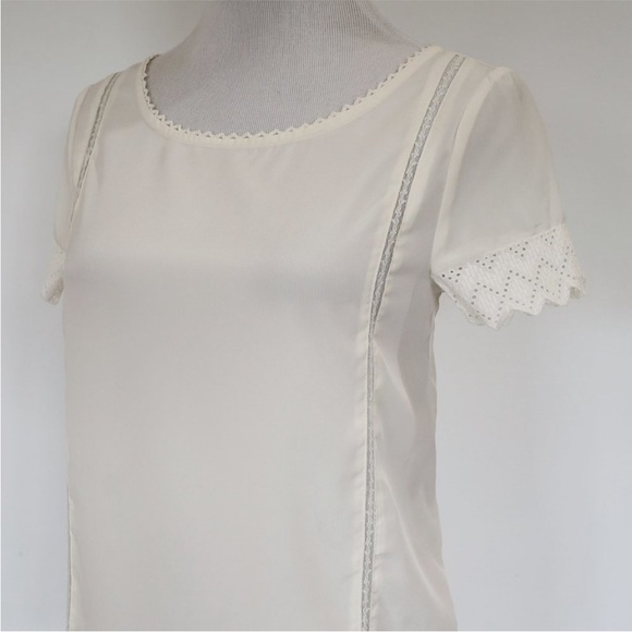 ANN TAYLOR Size 0 Ivory Red Skirt Blouse Set Career - Picture 10 of 16